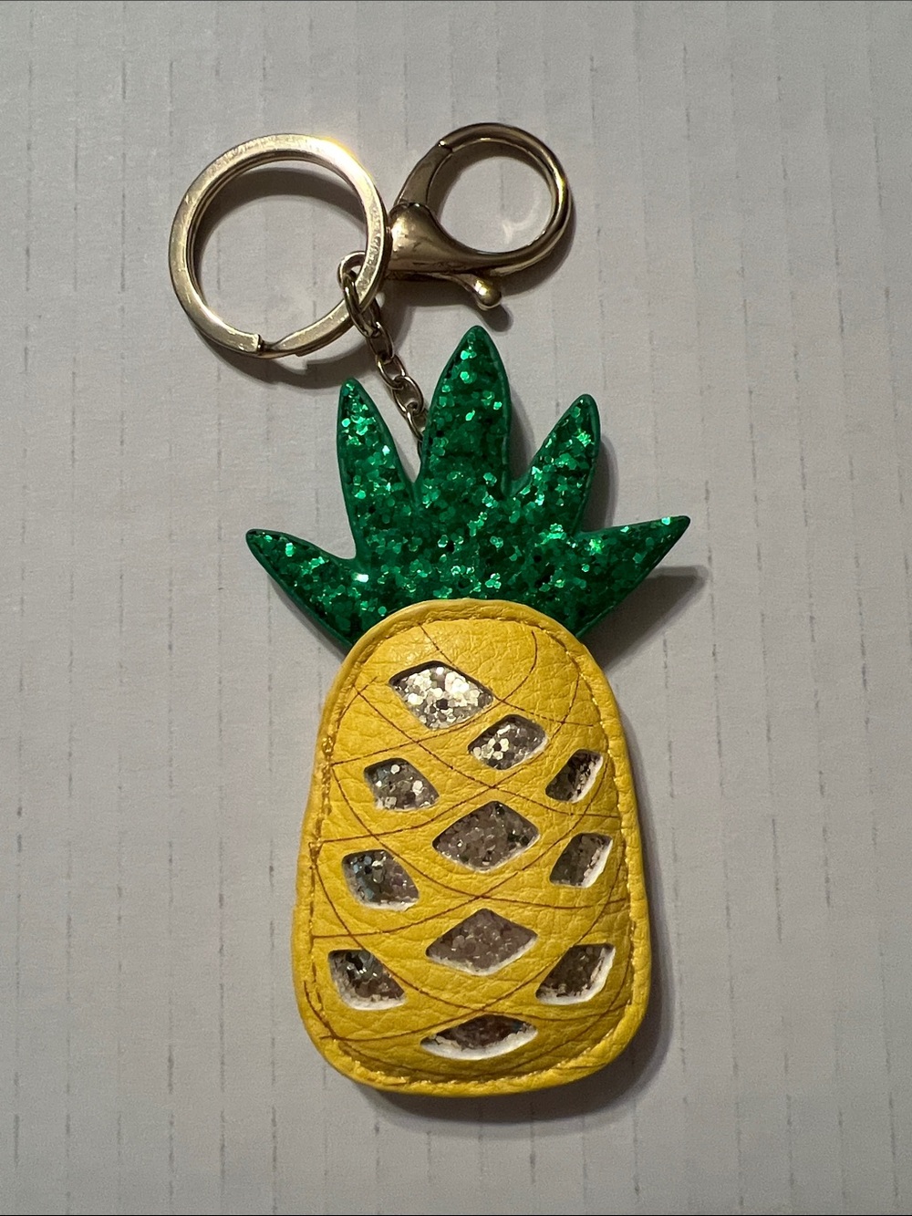 Glitter pineapple 🍍 purse fob / keychain with gold hardware
